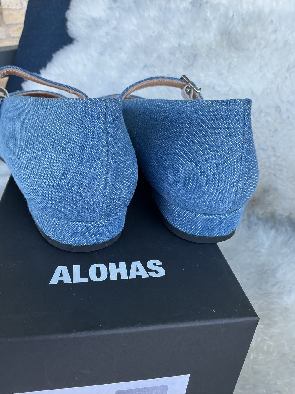 NIB ALOHAS Por Do Sol Denim Blue Mary Jane Ballet Flats Size 8–8.5 EU 39 - Picture 7 of 11